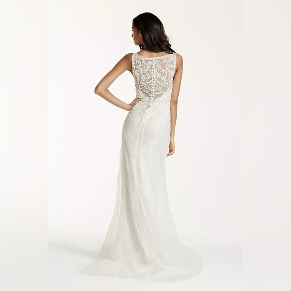 Galina SZ 10 Ivory Illusion V-Neck Wedding Dress with Embellishment STYLE SWG675 - Picture 4 of 16